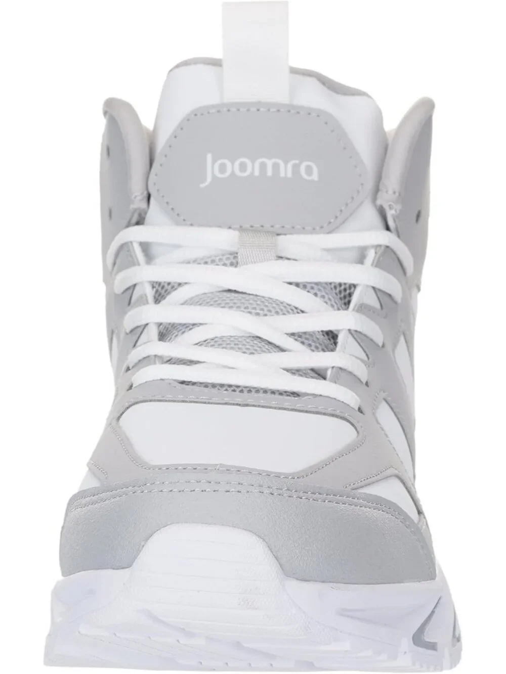 Joomra Men's Grey White Rubber Leather High Top Athletic Inspire Lace Up Sneaker